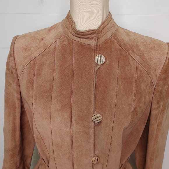 Vintage Lanvin suede leather belted jacket size M - Picture 4 of 16